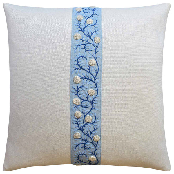 Ashoka Tape Slubby Ivory/Blue Pillow