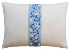 Ashoka Tape Slubby Ivory/Blue Pillow