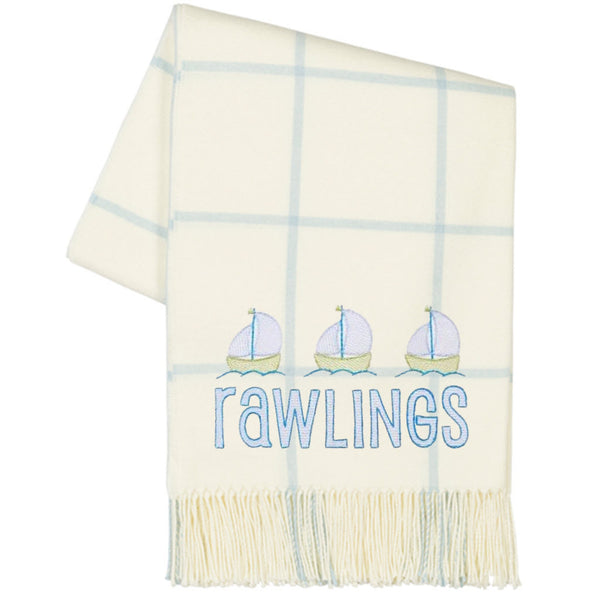 Baby Blue Plaid Throw