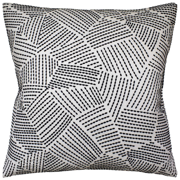 Chord Embroidered Ebony Pillow