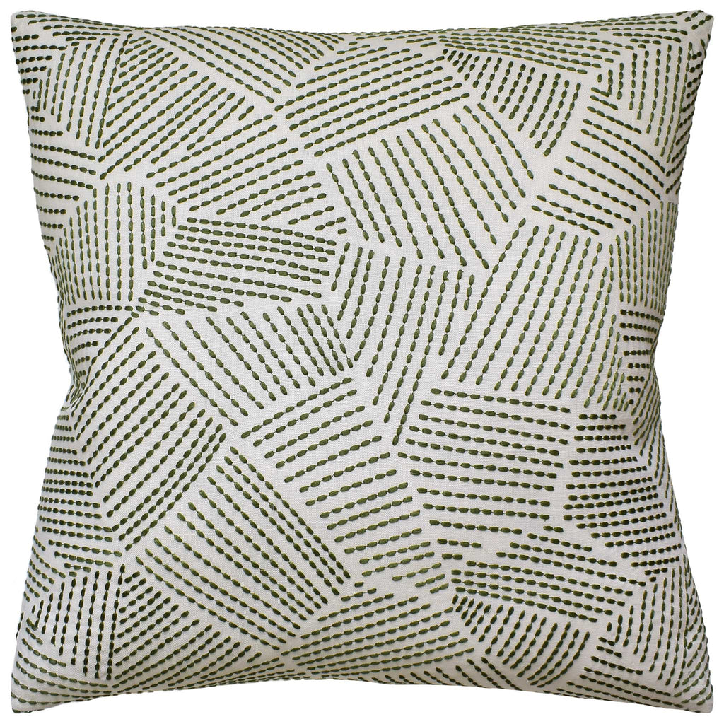 Chord Embroidered Leaf Pillow