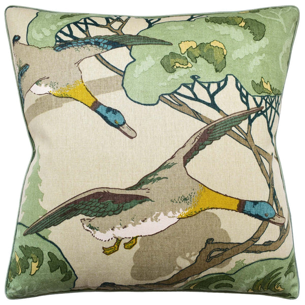 Flying Ducks Emerald Pillow