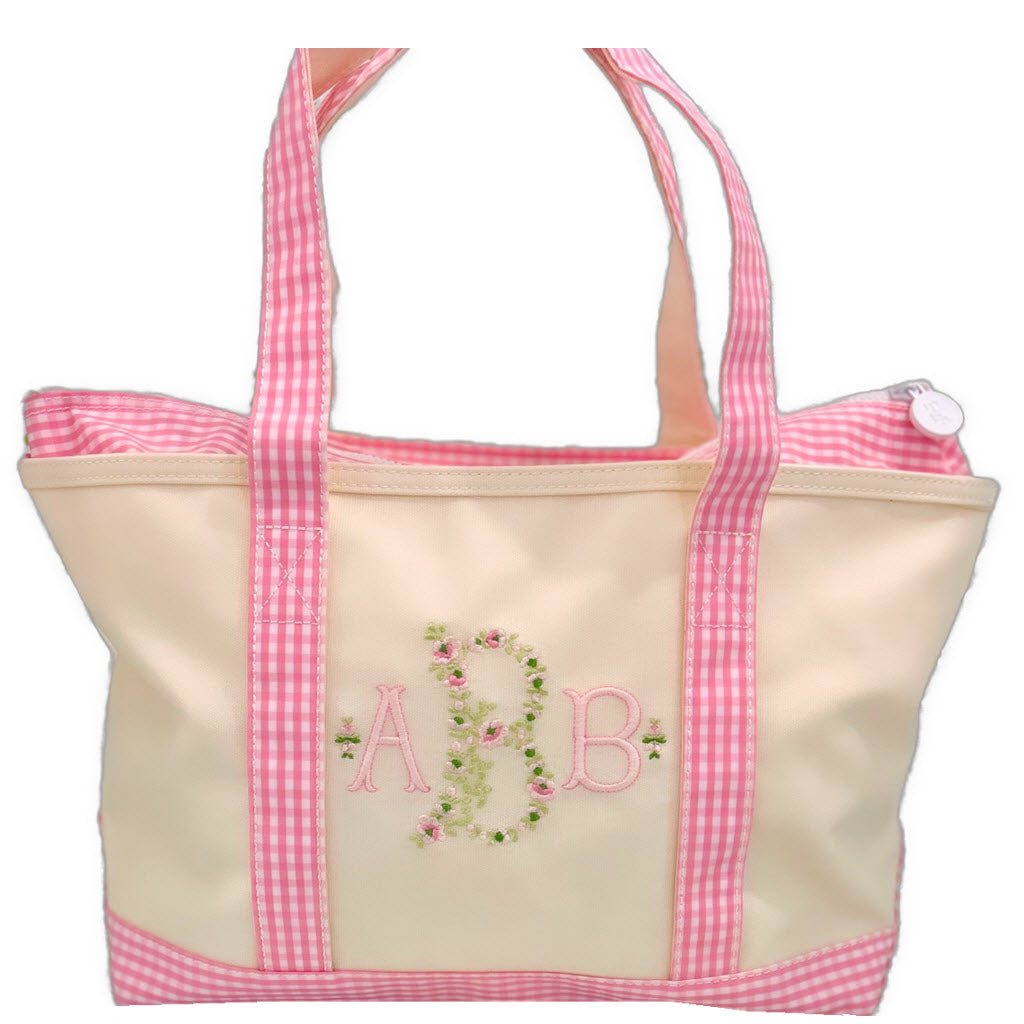 Pink Gingham Coated Tote
