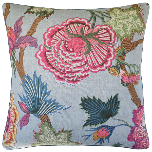 Indienne Jacobean Raspberry and Teal Pillow