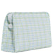 Green and Blue Plaid Coated Zip Pouch