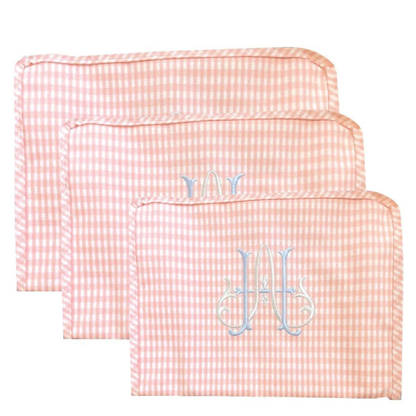 Pink Coated Gingham Cosmetic Bag