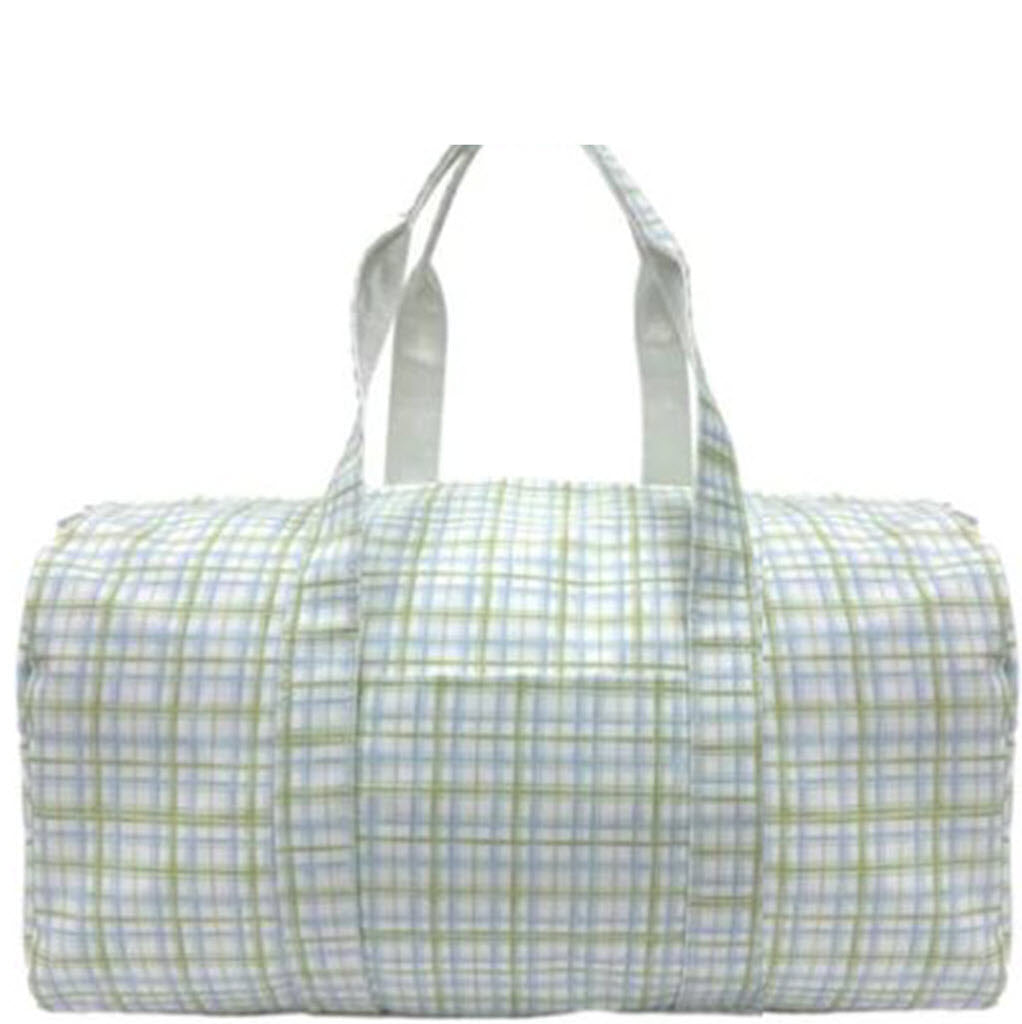 Green and Blue Plaid Duffel Bag