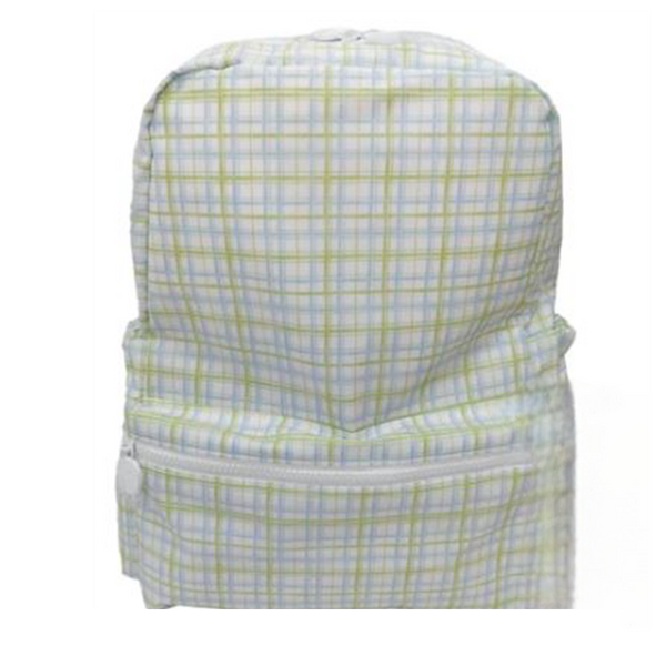 Green and Blue Plaid Backpack
