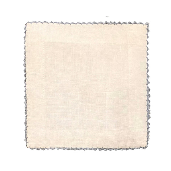 Light Blue Trim Picot Edge Cocktail Napkins