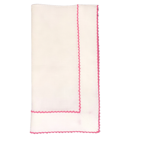 Pink Trim Picot Dinner Napkins