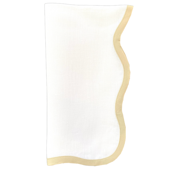 Khaki Scallop Trimmed Linen Dinner Napkins