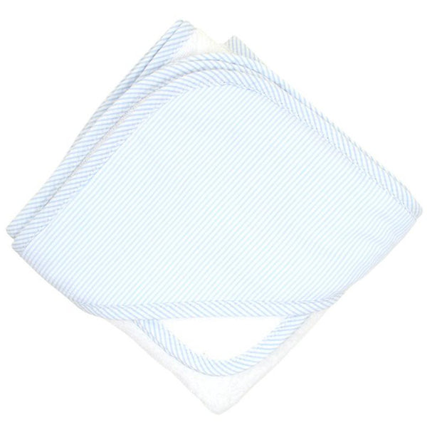 Blue Seersucker Hooded Towel/Washcloth Set