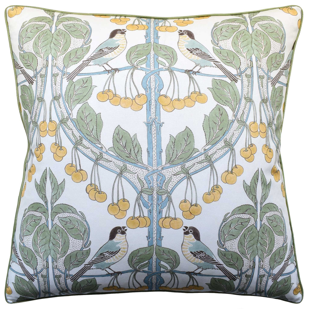Birds & Cherries Aqua Pillow