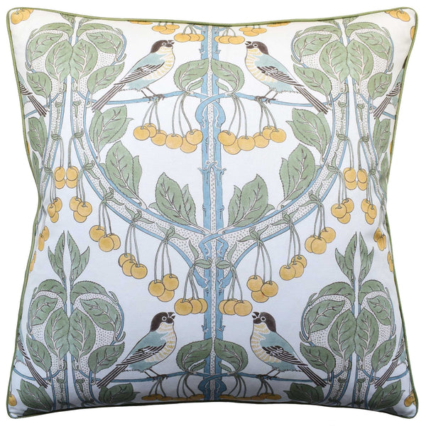 Birds & Cherries Aqua Pillow