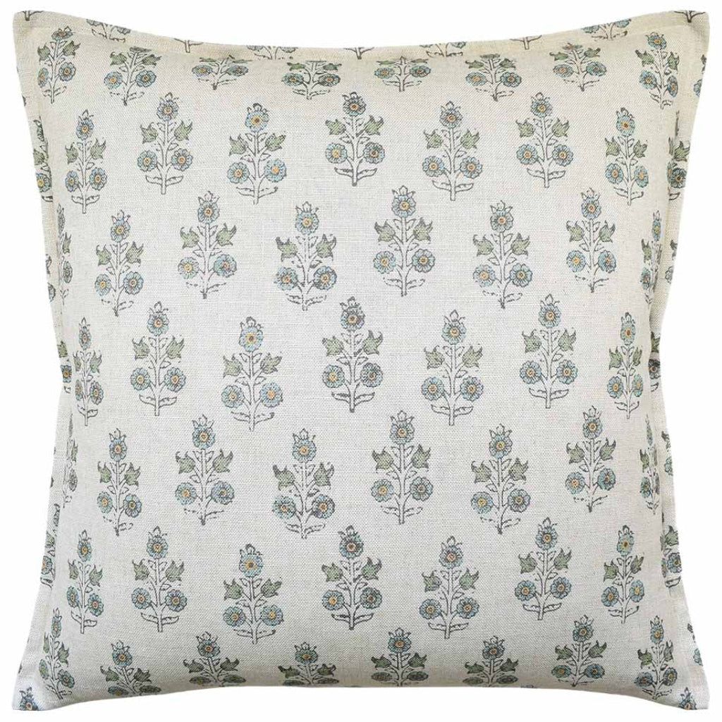 Poppy Sprig Aqua Pillow
