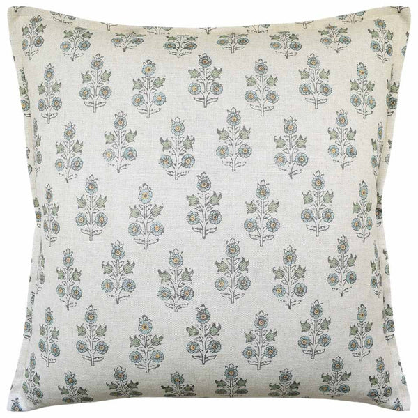 Poppy Sprig Aqua Pillow