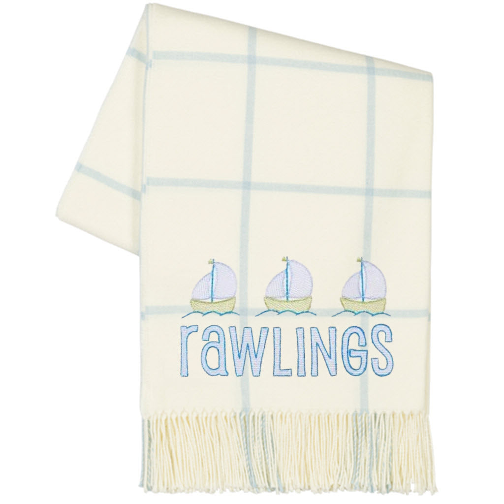 Baby Blue Plaid Throw