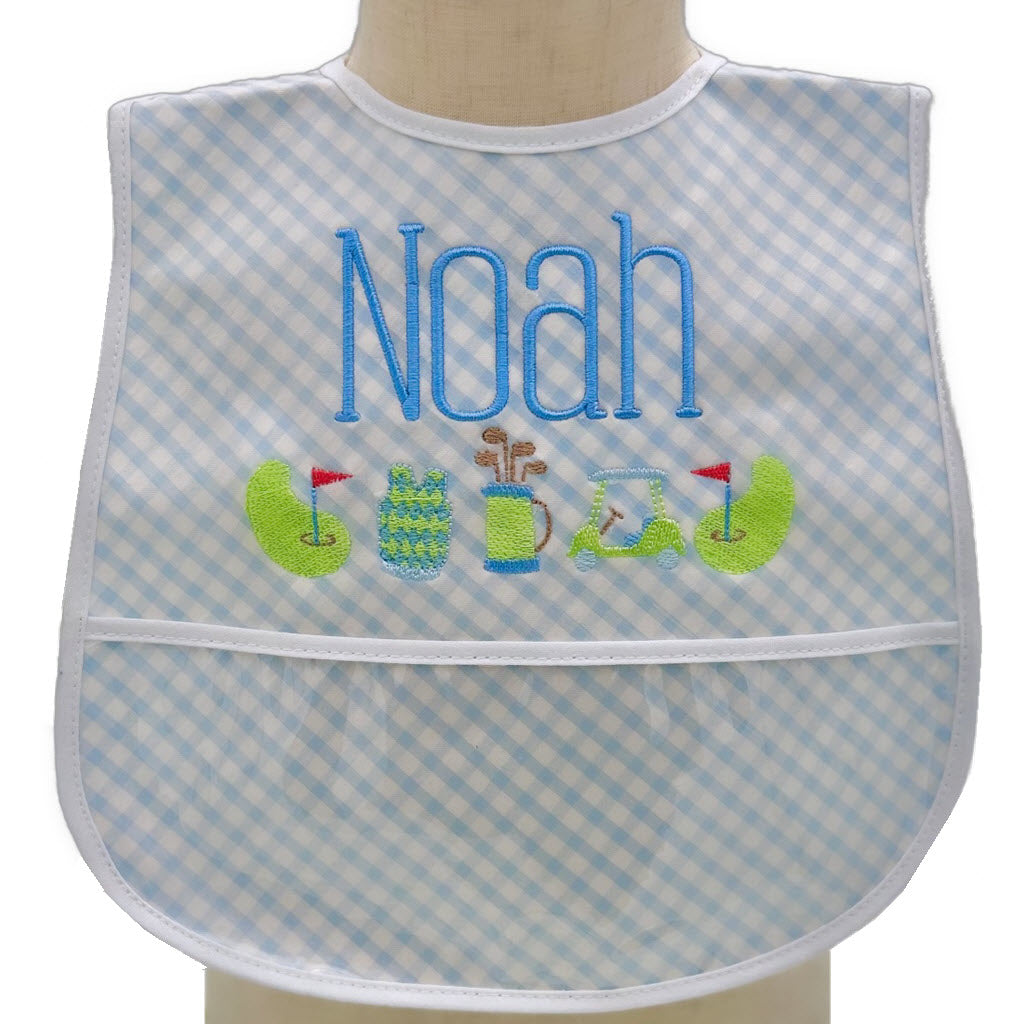 Blue Gingham Laminated Bib