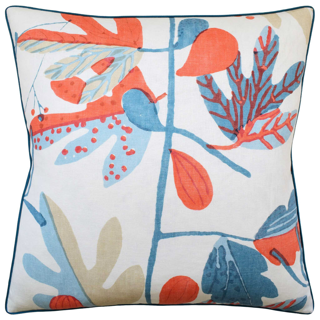 Matisse Leaf French Blue/Coral Pillow