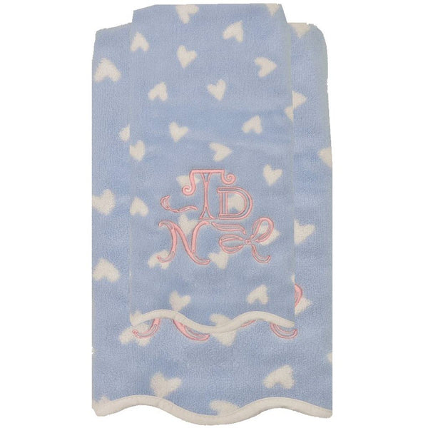 Weezie Tossed Blue Heart Towels