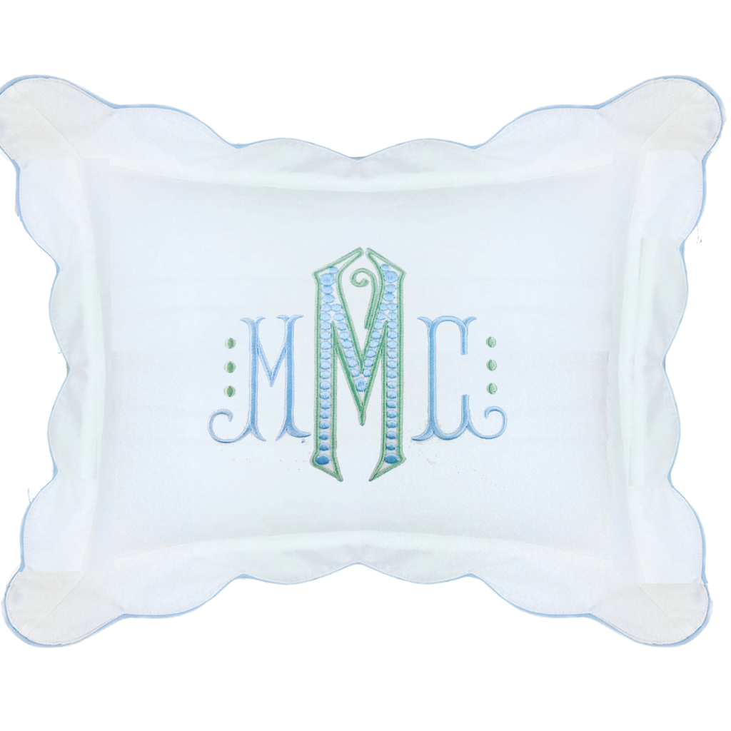 Light Blue Micropipe Scallop Boudoir Pillow