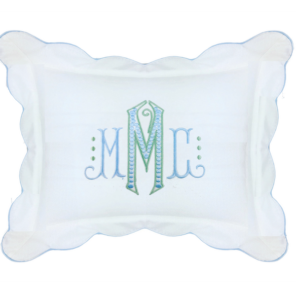 Light Blue Micropipe Scallop Boudoir Pillow