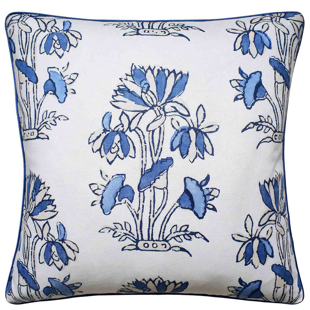 Lily Flower Blue/White Pillow