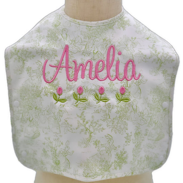 Bunny Toile Green Bib