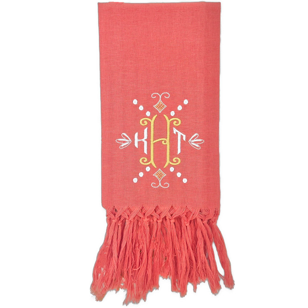 Coral Zodiac Fringe Guest Towel