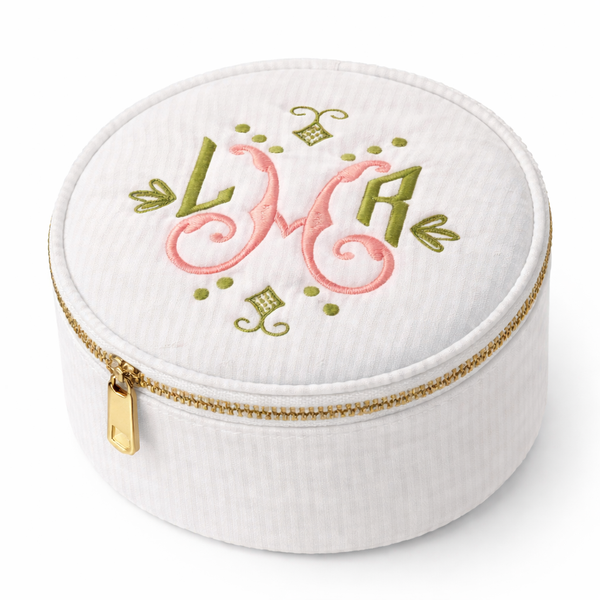 White Seersucker Jewelry Round