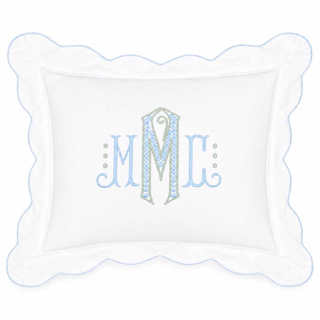 Light Blue Micropipe Scallop Boudoir Pillow