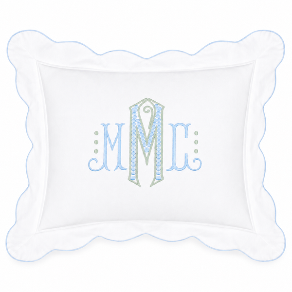 Light Blue Micropipe Scallop Boudoir Pillow