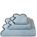 Kassatex Scallop Powder Blue & Forest Green Towels