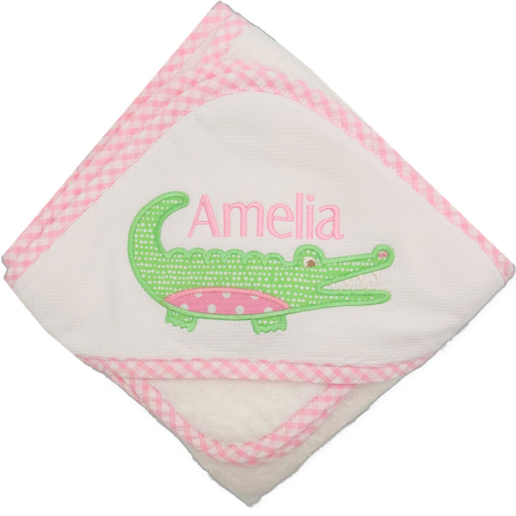 Pink Alligator Hooded Towel