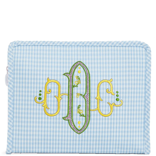 Gingham Mist Coated Zip Pouch
