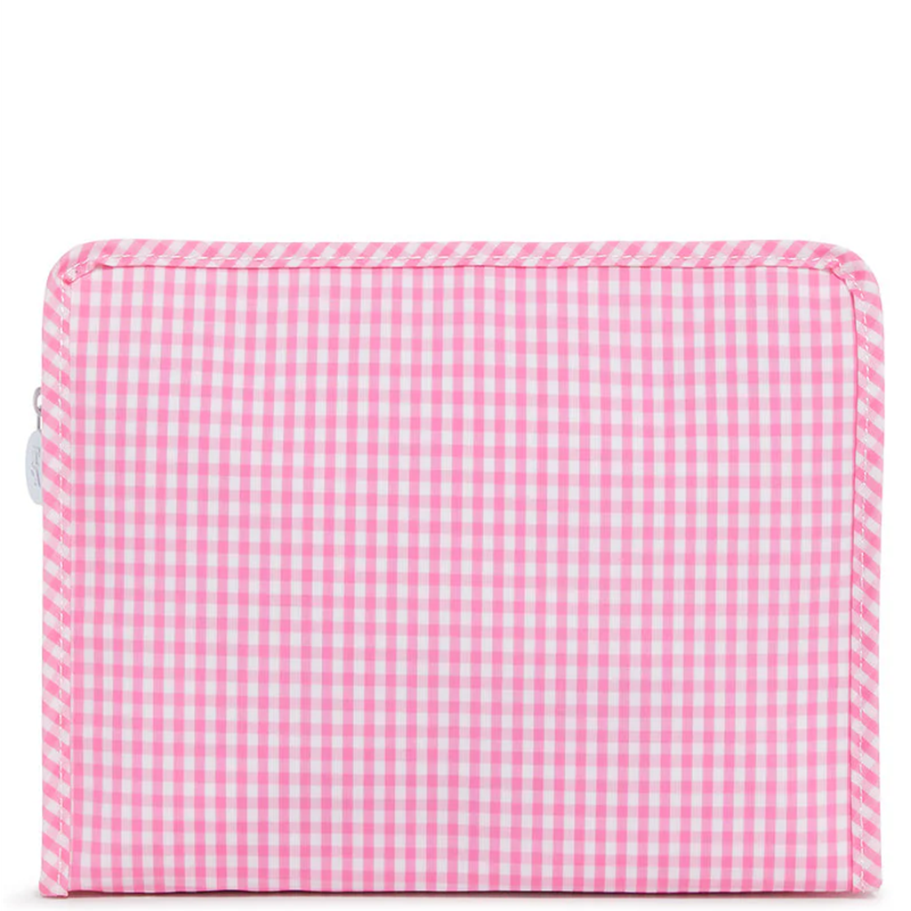 Gingham Pink Coated Zip Pouch