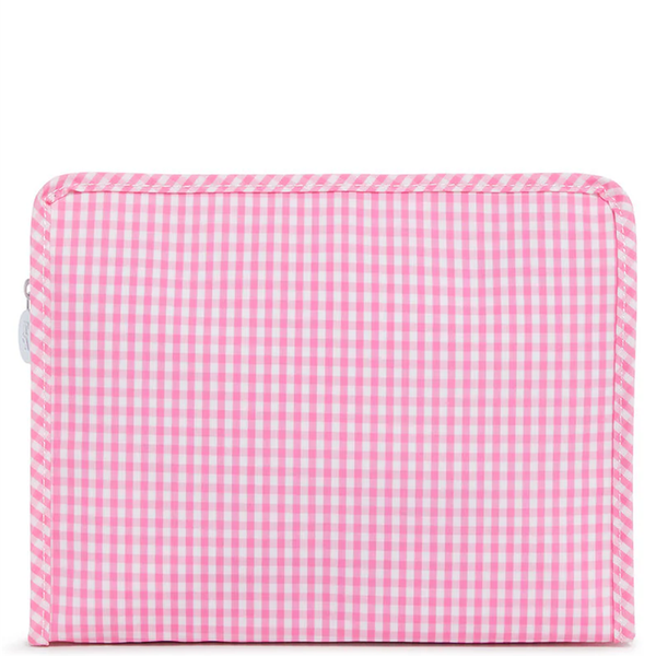 Gingham Pink Coated Zip Pouch
