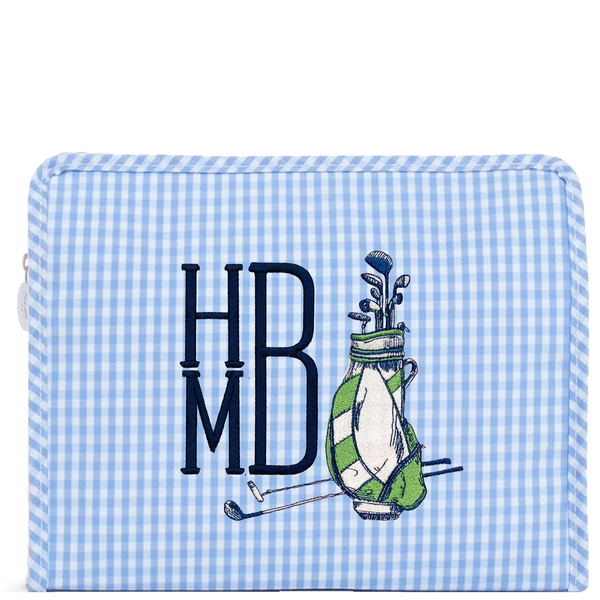 Gingham Sky Coated Zip Pouch