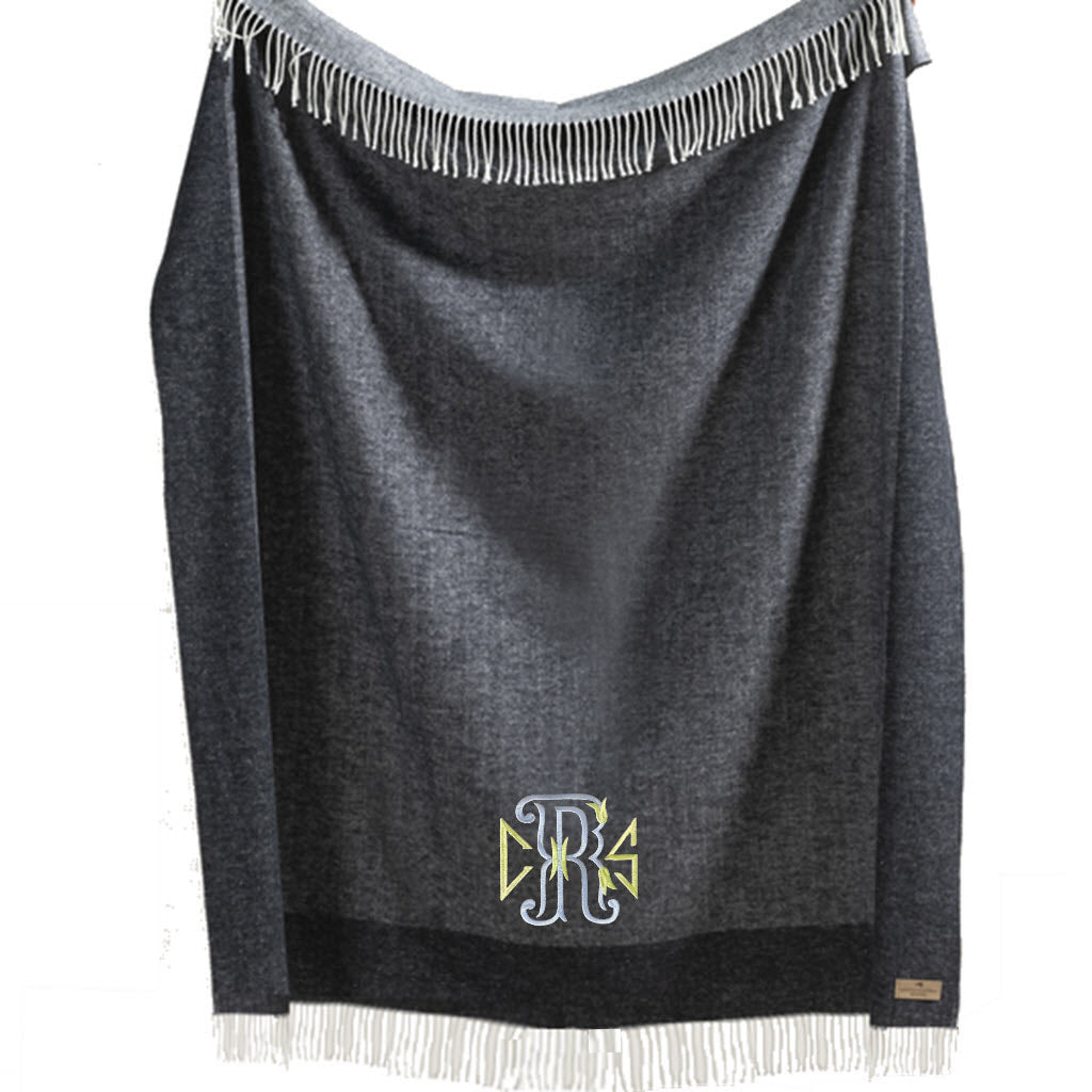 Graphite Border Herringbone Throw