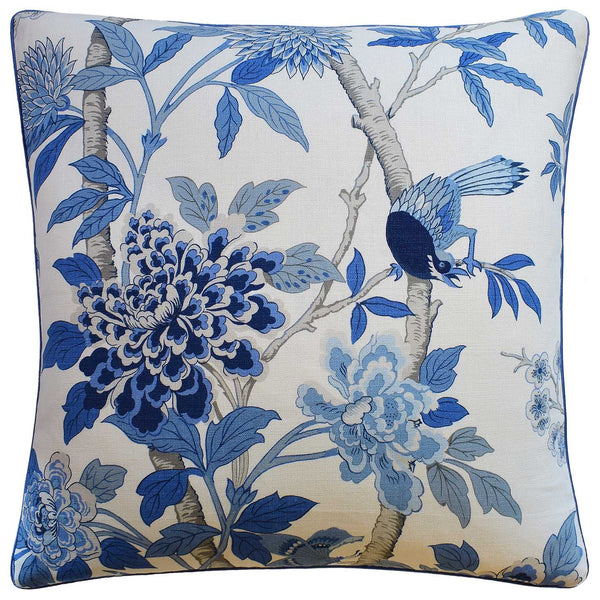 Hydrangea Bird Blue Pillow