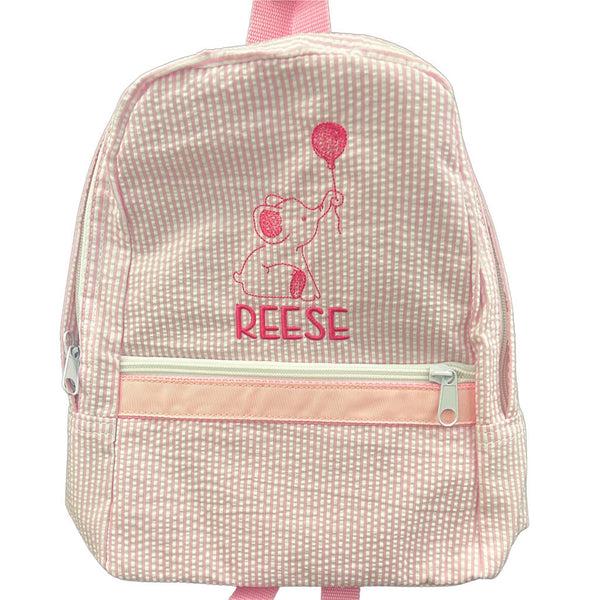 Small Light Pink Seersucker Backpack