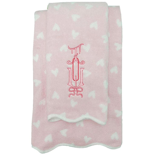 Weezie Tossed Pink Heart Towels