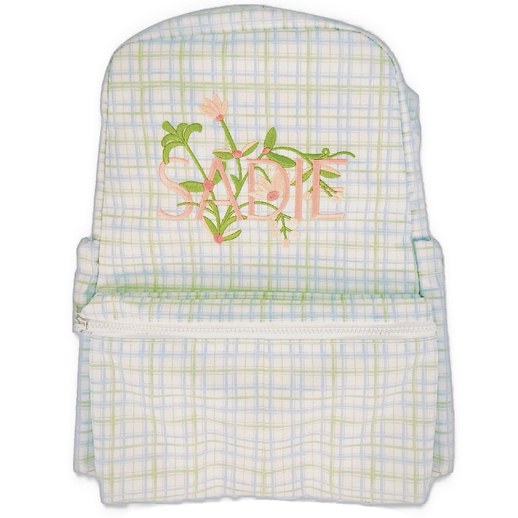 Green and Blue Plaid Backpack