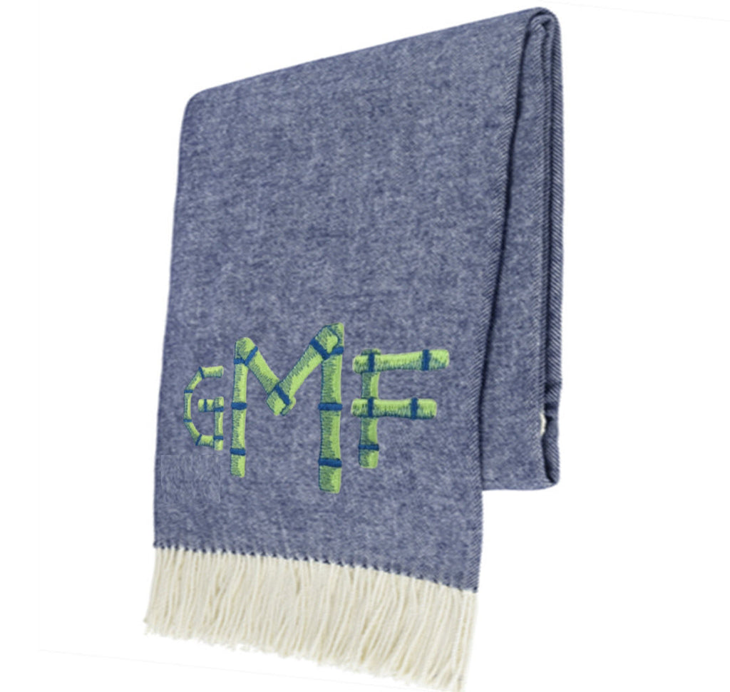 Indigo Italian Herringbone Throw