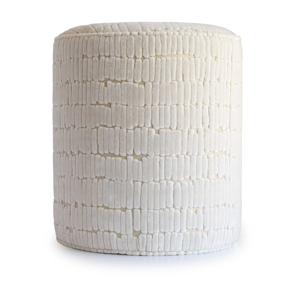 Round Meerket Ivory Ottoman