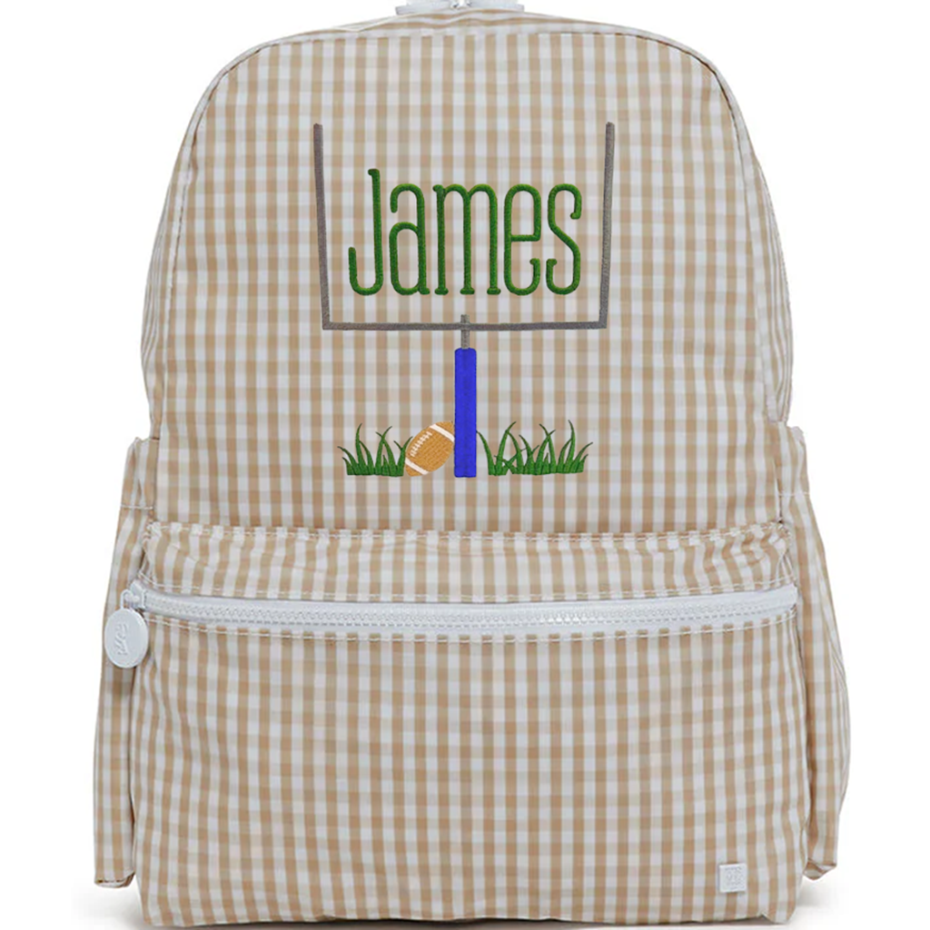 Khaki Gingham Backpack