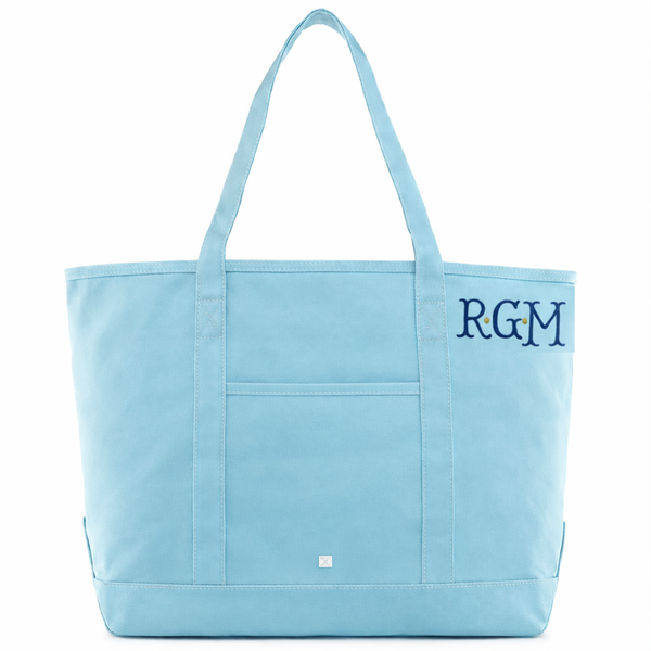 Lake Blue Coated Canvas Maxi Tote