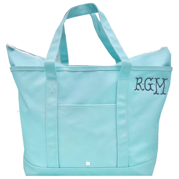 Lake Blue Coated Canvas Maxi Tote