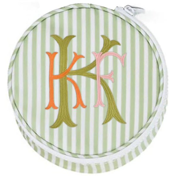 Pimlico Sage Stripe Roundup Jewelry Case