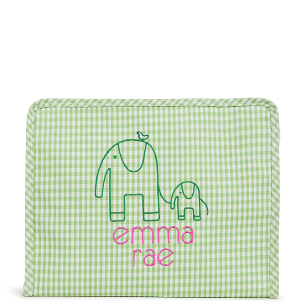 Gingham Leaf Coated Zip Pouch